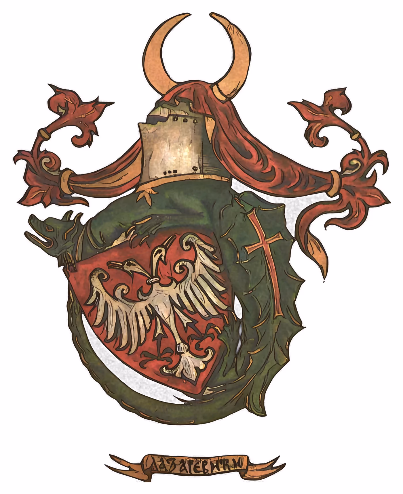 Coat of arms of the Lazarević family - hand-colored drawing